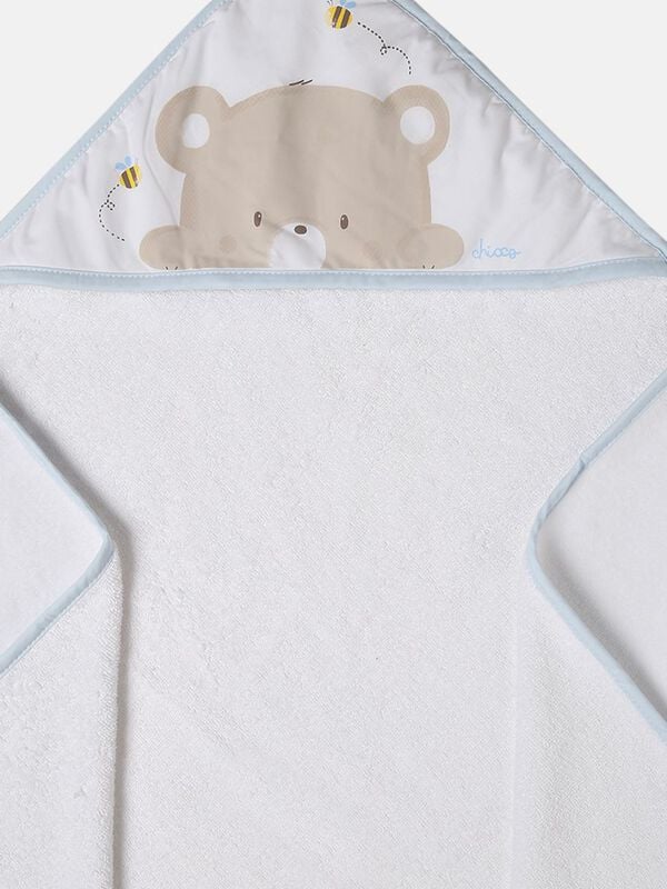 White and Blue Terry Towel With Hood image number 3